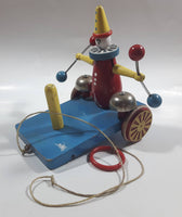 Brio Blue Red Yellow Clown Ringing Bells Vehicle Pull String Toy Missing Front Wheels