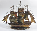 Vintage Metal Art Ship Sailboat Model Sculpture Made in Hong Kong