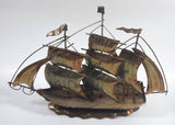Vintage Metal Art Ship Sailboat Model Sculpture Made in Hong Kong