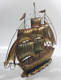 Vintage Metal Art Ship Sailboat Model Sculpture Made in Hong Kong