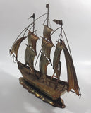 Vintage Metal Art Ship Sailboat Model Sculpture Made in Hong Kong