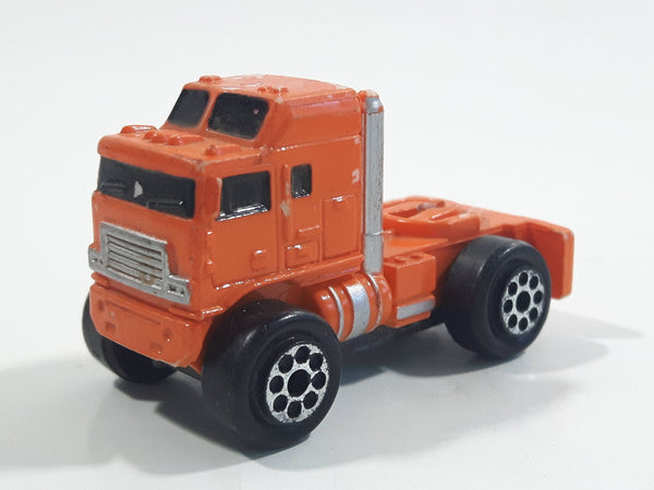 1988 Road Champs Semi Tractor Truck Orange Micro Mini Die Cast Toy Car Vehicle
