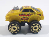 1987 Road Champs 1980s Ford Mustang Yellow Micro Mini Die Cast Toy Car Vehicle