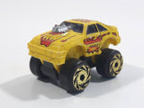 1987 Road Champs 1980s Ford Mustang Yellow Micro Mini Die Cast Toy Car Vehicle