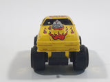 1987 Road Champs 1980s Ford Mustang Yellow Micro Mini Die Cast Toy Car Vehicle
