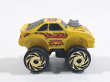 1987 Road Champs 1980s Ford Mustang Yellow Micro Mini Die Cast Toy Car Vehicle