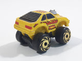 1987 Road Champs 1980s Ford Mustang Yellow Micro Mini Die Cast Toy Car Vehicle