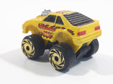 1987 Road Champs 1980s Ford Mustang Yellow Micro Mini Die Cast Toy Car Vehicle