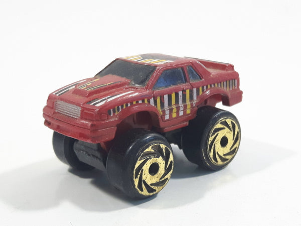 1987 Road Champs Ford Thunderbird Dark Red Micro Mini Die Cast Toy Car Vehicle