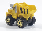 1987 Road Champs Dump Truck Yellow Micro Mini Die Cast Toy Car Construction Vehicle