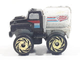 1987 Road Champs Oil Tanker Fuel Truck Black White Micro Mini Die Cast Toy Car Vehicle