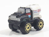 1987 Road Champs Oil Tanker Fuel Truck Black White Micro Mini Die Cast Toy Car Vehicle