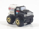 1987 Road Champs Oil Tanker Fuel Truck Black White Micro Mini Die Cast Toy Car Vehicle