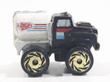 1987 Road Champs Oil Tanker Fuel Truck Black White Micro Mini Die Cast Toy Car Vehicle