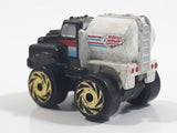 1987 Road Champs Oil Tanker Fuel Truck Black White Micro Mini Die Cast Toy Car Vehicle