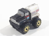 1987 Road Champs Oil Tanker Fuel Truck Black White Micro Mini Die Cast Toy Car Vehicle