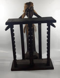 African Style or Indonesian Style Hand Carved Wood CD Compact Disc Holder Shelf With Woven Rope Hair
