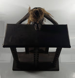 African Style or Indonesian Style Hand Carved Wood CD Compact Disc Holder Shelf With Woven Rope Hair