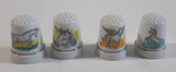 Unicorn Pegasus White Porcelain Sewing Thimbles Set of 4