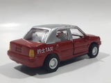 Unknown Brand CS13 Taxi Cab with "Hug Me" Bear on the Side Red and Silver Pullback Friction Motorized Die Cast Toy Car Vehicle with Opening Doors - Missing Roof Light