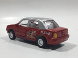 Unknown Brand CS13 Taxi Cab with "Hug Me" Bear on the Side Red and Silver Pullback Friction Motorized Die Cast Toy Car Vehicle with Opening Doors - Missing Roof Light