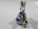 Delft Blue Windmill Themed Woman Carrying Water Bucket Jugs 2 1/4" Tall Figurine