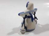 Delft Blue Windmill Themed Woman Carrying Water Bucket Jugs 2 1/4" Tall Figurine