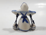 Delft Blue Windmill Themed Woman Carrying Water Bucket Jugs 2 1/4" Tall Figurine