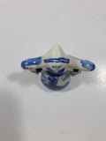 Delft Blue Windmill Themed Woman Carrying Water Bucket Jugs 2 1/4" Tall Figurine