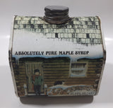 Vintage 1984 New England Container Co. Absolutely Pure Maple Syrup Log Cabin Shaped Tin Metal Container
