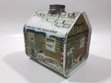 Vintage 1984 New England Container Co. Absolutely Pure Maple Syrup Log Cabin Shaped Tin Metal Container
