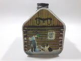 Vintage 1984 New England Container Co. Absolutely Pure Maple Syrup Log Cabin Shaped Tin Metal Container