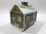 Vintage 1984 New England Container Co. Absolutely Pure Maple Syrup Log Cabin Shaped Tin Metal Container