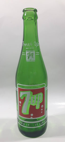 Vintage 7up "Fresh Up" with 7up "You Like It" "It Likes You" Green Glass Soda Pop Bottle 2133 - 2