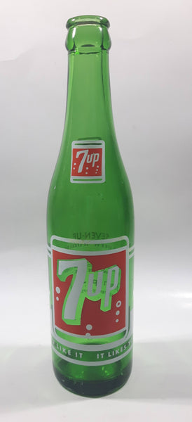 Vintage 7up "You Like It" "It Likes You" Green Glass Soda Pop Bottle - 3589 - 14