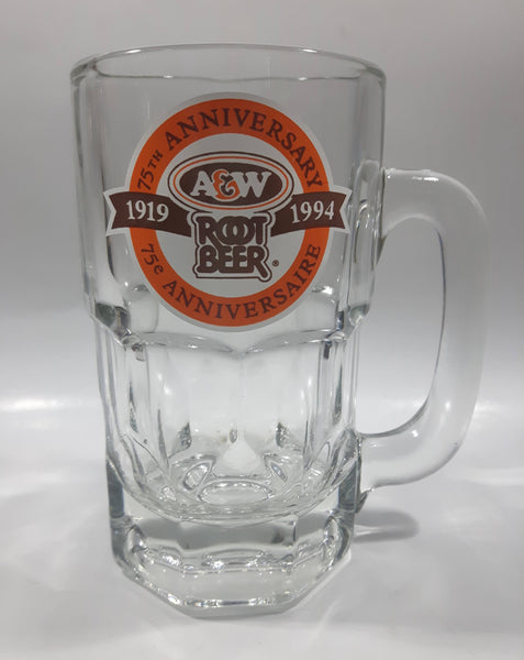 A&W 1919-1994 75th Anniversary Heavy Glass Beer Mug Cup