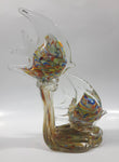 Tropical Fish Pair in Rainbow Colors 8 3/4" Tall Art Glass Sculpture