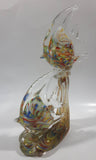 Tropical Fish Pair in Rainbow Colors 8 3/4" Tall Art Glass Sculpture