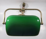 Vintage Style Curved Green Glass on Brass Bankers Desk Lamp 14" Tall