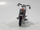 Maisto 1958 Harley Davidson Duo Glide Motor Cycle Motorbike Orange and Black Die Cast Toy Car Vehicle Missing Seat