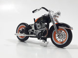 Maisto 1958 Harley Davidson Duo Glide Motor Cycle Motorbike Orange and Black Die Cast Toy Car Vehicle Missing Seat
