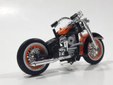 Maisto 1958 Harley Davidson Duo Glide Motor Cycle Motorbike Orange and Black Die Cast Toy Car Vehicle Missing Seat