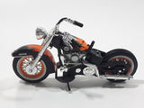 Maisto 1958 Harley Davidson Duo Glide Motor Cycle Motorbike Orange and Black Die Cast Toy Car Vehicle Missing Seat