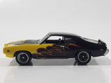 2003 Johnny Lightning 1969 Pontiac GTO Yellow and Black Die Cast Toy Car Vehicle with Opening Hood - Busted Spoiler