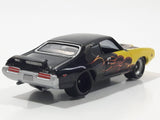 2003 Johnny Lightning 1969 Pontiac GTO Yellow and Black Die Cast Toy Car Vehicle with Opening Hood - Busted Spoiler