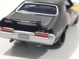 2003 Johnny Lightning 1969 Pontiac GTO Yellow and Black Die Cast Toy Car Vehicle with Opening Hood - Busted Spoiler