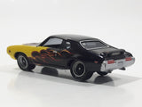 2003 Johnny Lightning 1969 Pontiac GTO Yellow and Black Die Cast Toy Car Vehicle with Opening Hood - Busted Spoiler