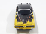 2003 Johnny Lightning 1969 Pontiac GTO Yellow and Black Die Cast Toy Car Vehicle with Opening Hood - Busted Spoiler