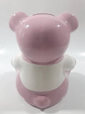 Rare Vancouver Canucks NHL Ice Hockey Team Pink and White 7" Tall Ceramic Teddy Bear Shaped Coin Bank