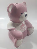 Rare Vancouver Canucks NHL Ice Hockey Team Pink and White 7" Tall Ceramic Teddy Bear Shaped Coin Bank